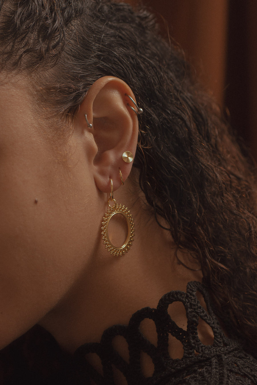 YATA boucles d'oreilles en Or vermeil 14K