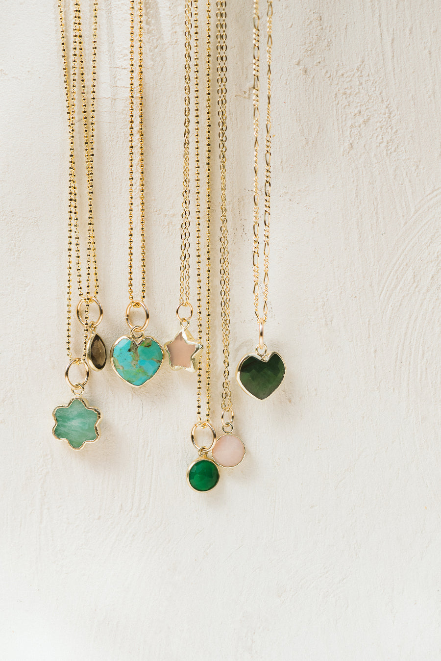 BEZEL necklace green onyx stone