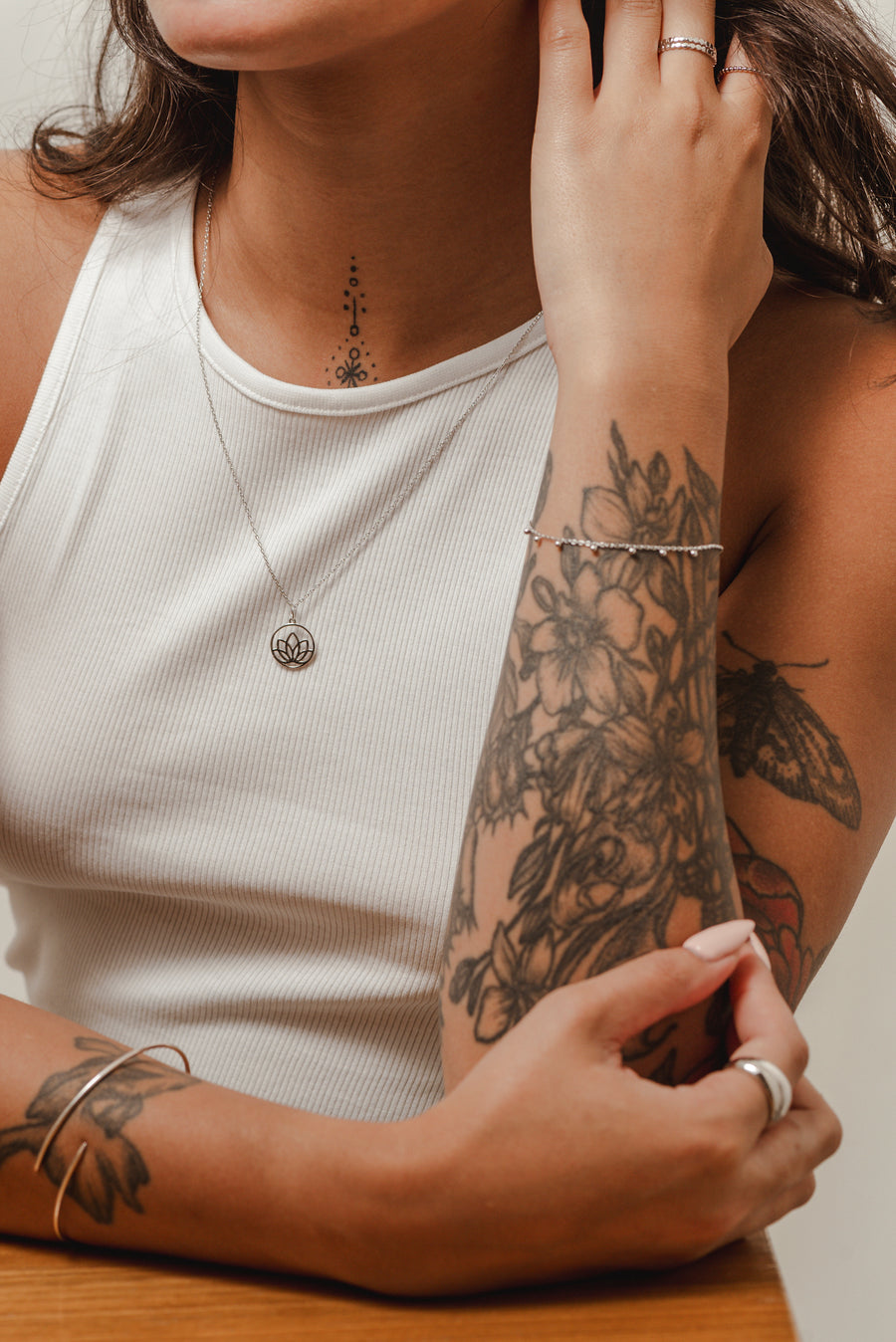 LOTUS collier en Argent véritable
