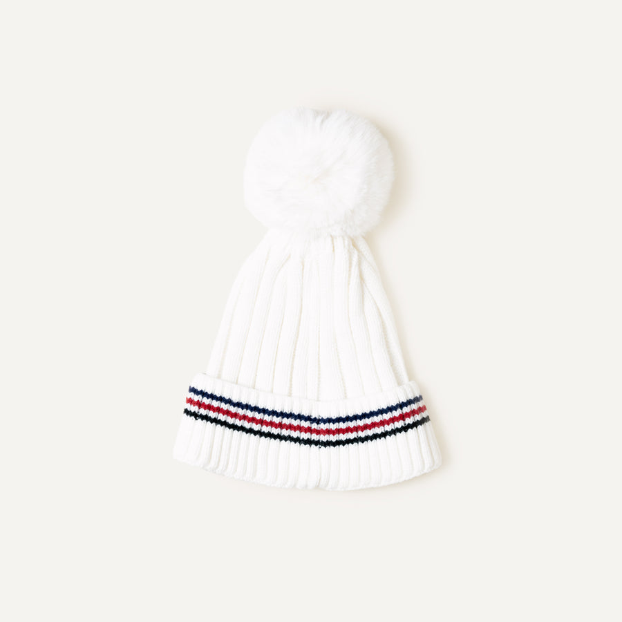 Tuque blanche à rayures