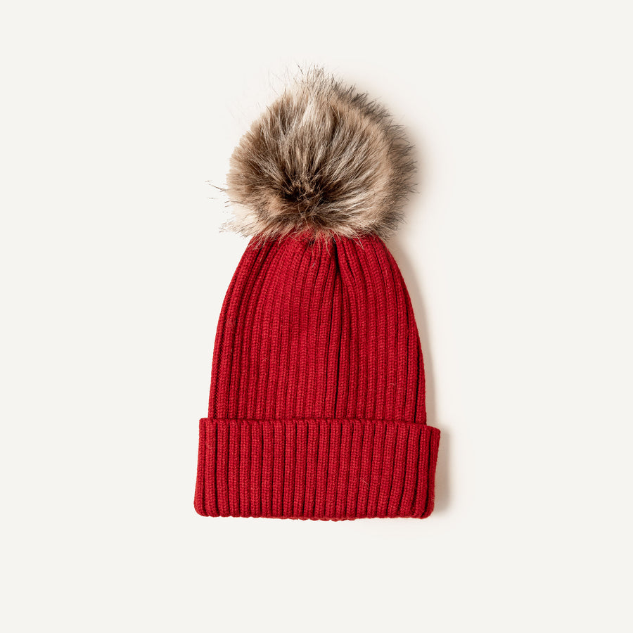 Tuque rouge à pompom