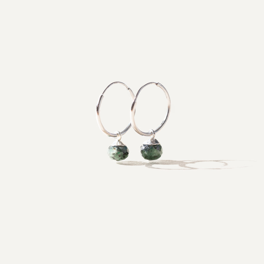 DAISY Raw Emerald - Genuine Silver Earrings