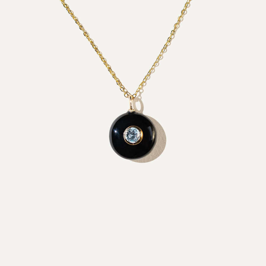 EMMA Black Onyx and Blue Topaz Stone - 14K Gold Vermeil Necklace