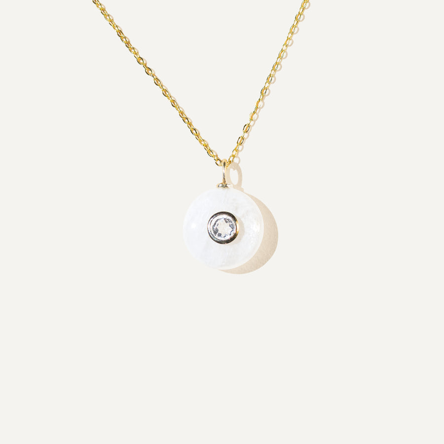 EMMA White Moonstone and Clear Topaz - 14K Gold Vermeil Necklace