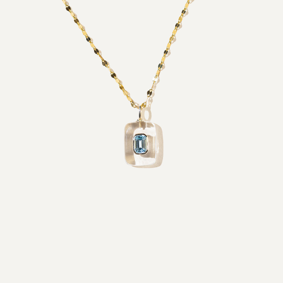 REBECCA Clear Quartz and Blue Topaz - 14K Gold Vermeil Necklace