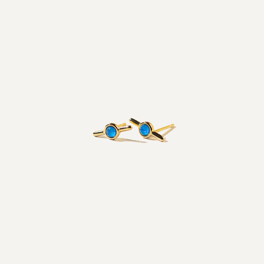 SIMA Iridescent Blue Opal - 14K Gold Vermeil Stud Earrings