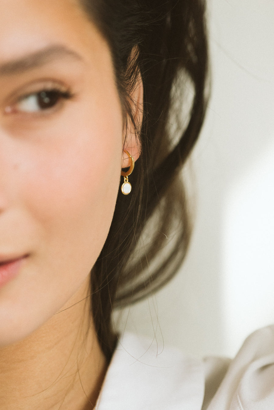 DIMA opal stone 14k Gold Vermeil hoops