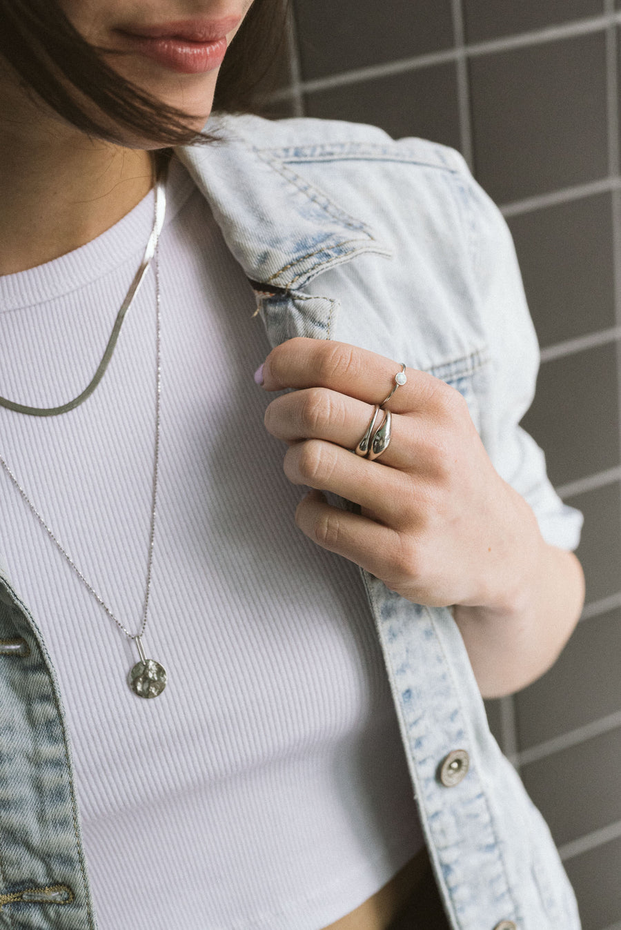 FLO herringbone chain Silver Sterling