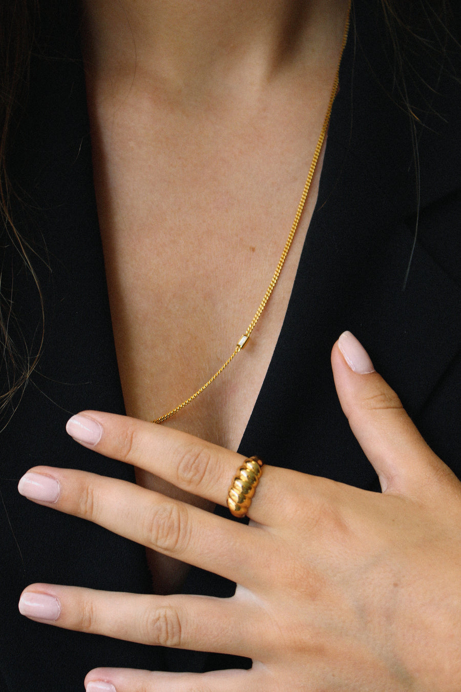 ELIA square stone necklace 14K Gold Vermeil